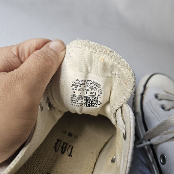 CONVERSE All Star White Leather Women Sz 7 Sneaker - Picture 6 of 6